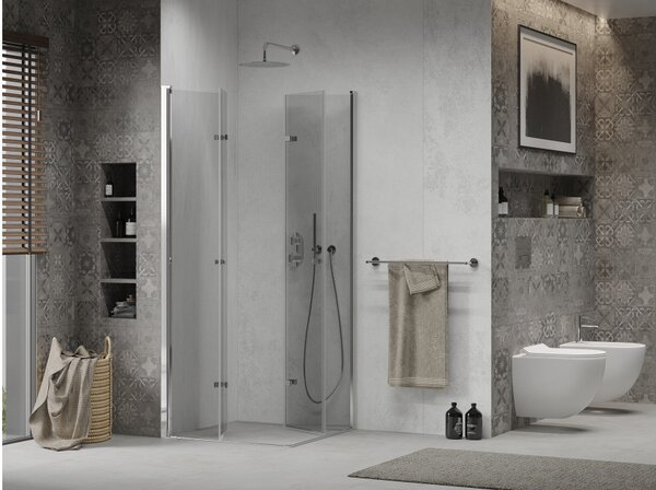 Mexen Lima Duo sklopiva tuš kabina 90 x 90 cm, prozirna, krom - 856-090-090-02-00