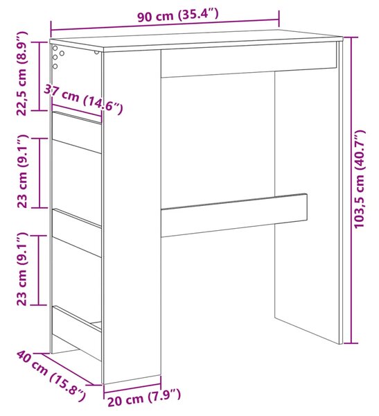 Barski stol s držačima bijeli 90x40x103 5 cm konstruirano drvo - Bijela 1 Bijela