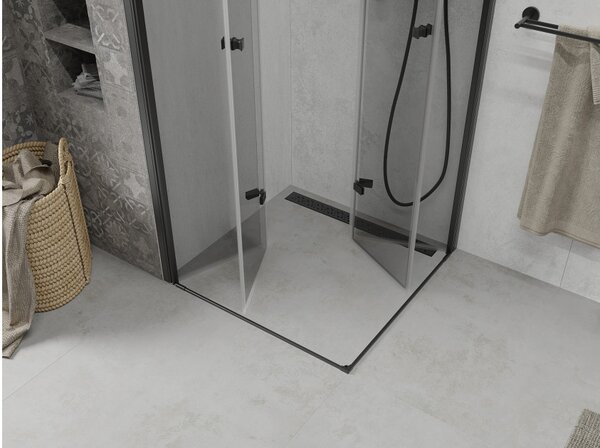Mexen Lima Duo sklopiva tuš kabina 80 x 80 cm, prozirna, crna - 856-080-080-70-00-02