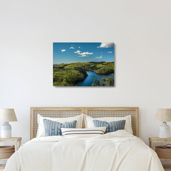 Staklena slika - Jezero u šumi (70x50 cm)