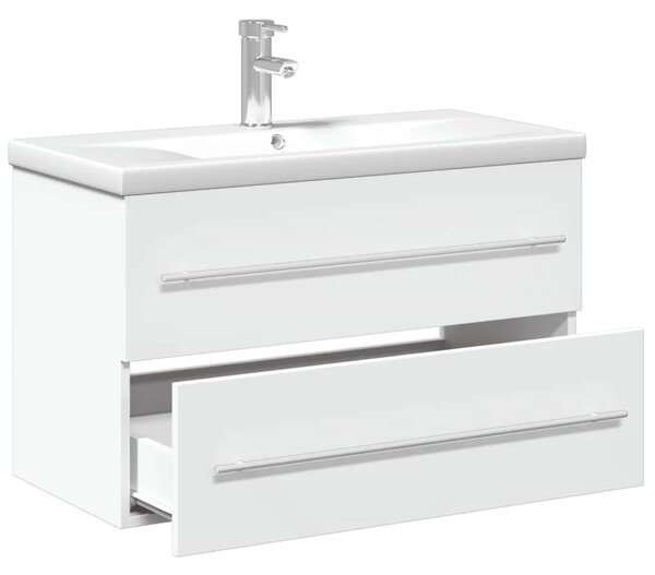 Kupaonski ormarić s ugrađenim Lavabo - Umivaonikom bijeli - Bijela 80 x 38.5 x 48 cm 1 Sa slavinom