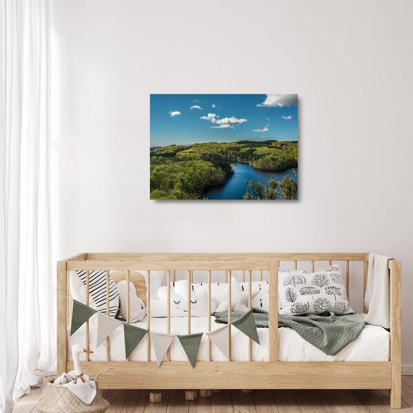 Staklena slika - Jezero u šumi (70x50 cm)