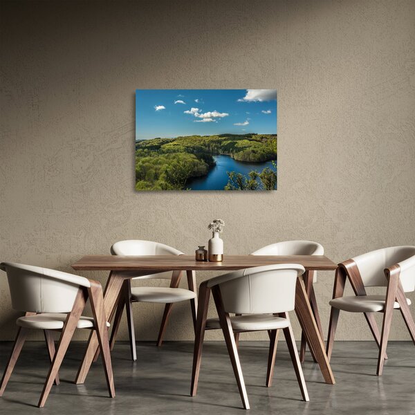 Staklena slika - Jezero u šumi (70x50 cm)