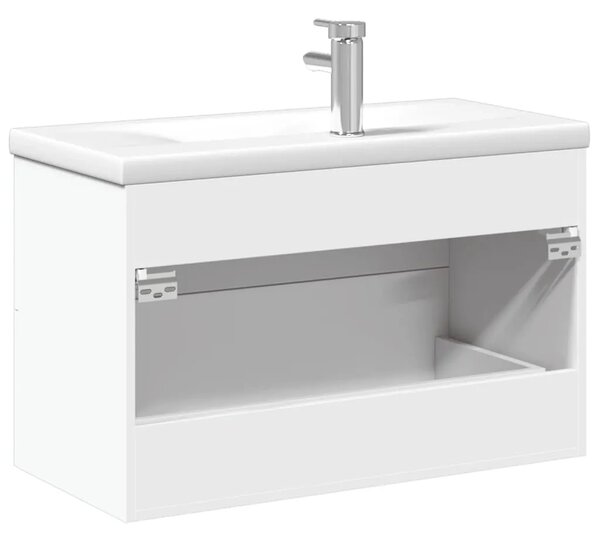Kupaonski ormarić s ugrađenim Lavabo - Umivaonikom bijeli - Bijela 80 x 38.5 x 48 cm 1 Sa slavinom