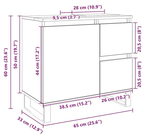 Kupaonski ormarić boja hrasta 65x33x60 cm konstruirano drvo - sonoma hrast 1 1 Sonoma hrast