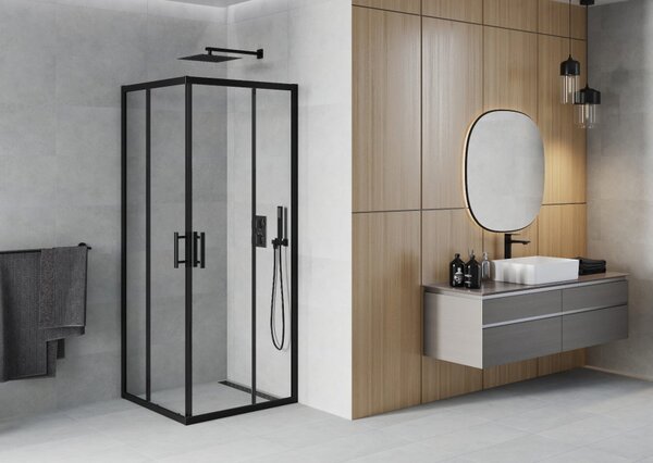 Mexen Rio četvrtasta tuš kabina 90 x 90 cm, prozirna, crna - 860-090-090-70-00
