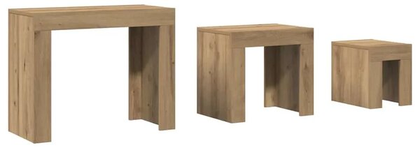 Uklapajući stolići za kavu 3 kom boja hrasta konstruirano drvo - hrast artisan 3 Hrast artisan