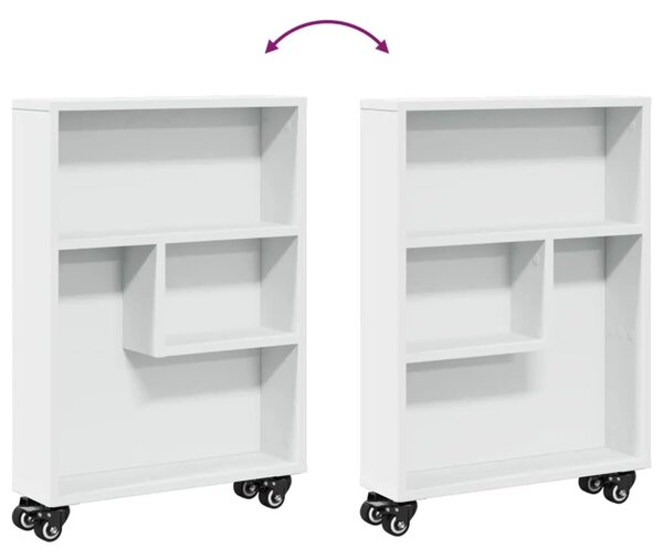 Uska kolica za pohranu bijela 48x13x68 cm od konstruiranog drva - Bijela 1 Bijela