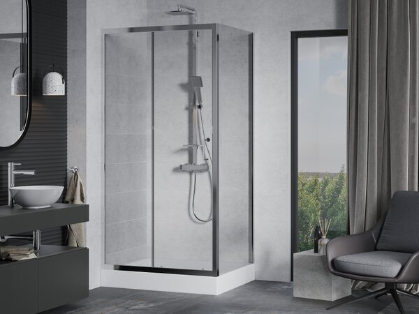 Mexen Apia klizni tuš sa kliznim vratima 100 x 80 cm, proziran, krom + Rio tuš kada - 840-100-080-01-00-4510