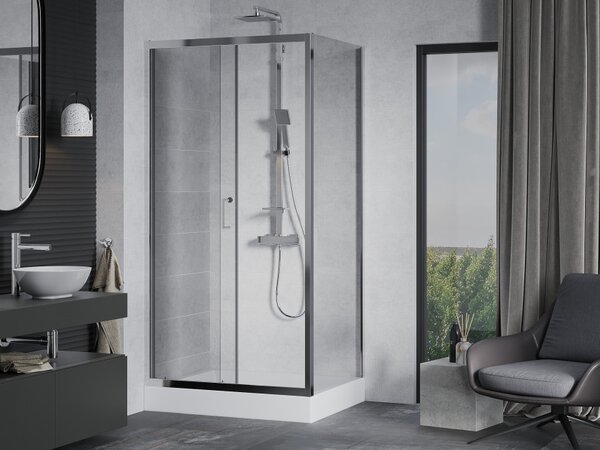 Mexen Apia klizni tuš sa kliznim vratima 100 x 80 cm, proziran, krom + Rio tuš kada - 840-100-080-01-00-4510
