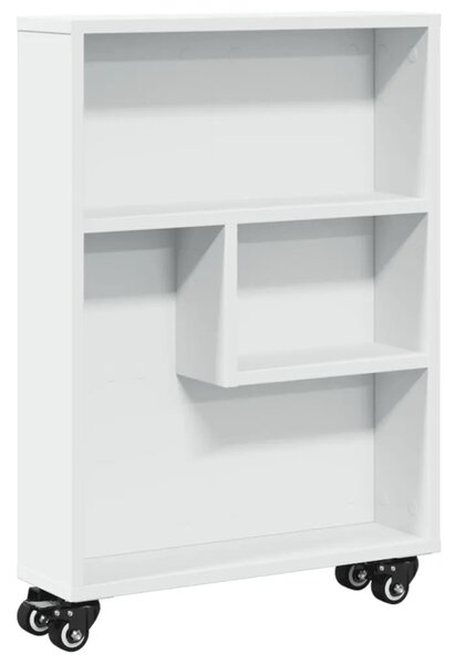 Uska kolica za pohranu bijela 48x13x68 cm od konstruiranog drva - Bijela 1 Bijela