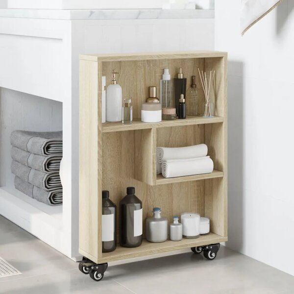 Uska kolica za odlaganje Sonoma hrast 48x13x68 cm Konstruirano drvo - sonoma hrast 1 Sonoma hrast