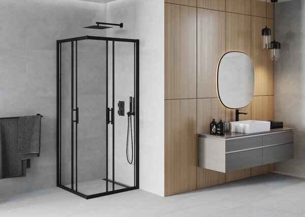 Mexen Rio četvrtasta tuš kabina 90 x 90 cm, prozirna, crna - 860-090-090-70-00