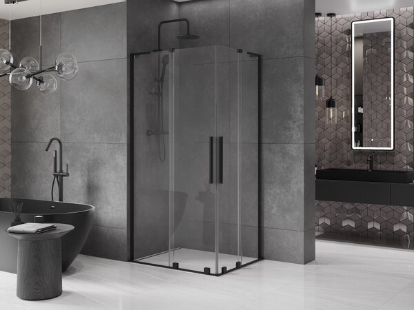 Mexen Velar L Duo klizni tuš kabina 100 x 90 cm, prozirna, crna - 871-100-090-02-03-70