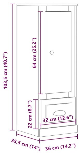 Visoka komoda boja hrasta 36x35 5x103 5 cm konstruiranog drva - artisian oak 1 Artisian oak