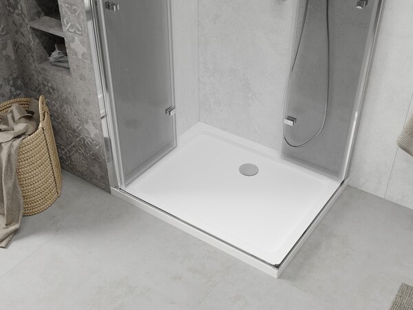Mexen Lima Duo sklopiva tuš kabina 80 x 70 cm, prozirna, krom + plitica Flat - 856-080-070-01-02-4010