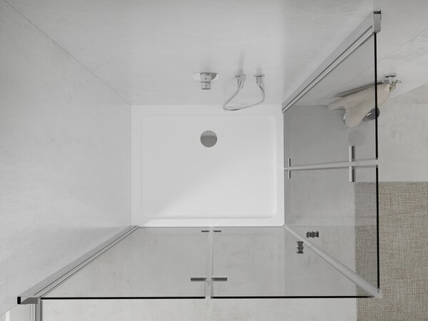 Mexen Lima Duo sklopiva tuš kabina 80 x 70 cm, prozirna, krom + plitica Flat - 856-080-070-01-02-4010