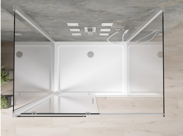 Mexen Omega-3S tuš kabina 3-strana, klizna 100x80 cm, prozirna, krom + plitica Flat - 825-100-080-01-00-3s-4010