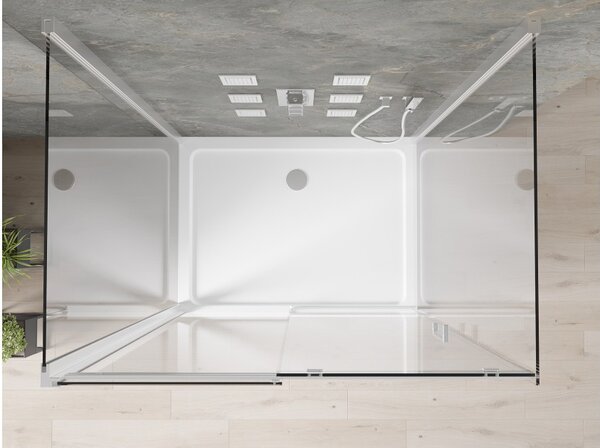 Mexen Omega-3S tuš kabina 3-strana, klizna 100x80 cm, prozirna, krom + plitica Flat - 825-100-080-01-00-3s-4010