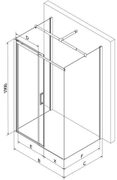 Mexen Omega-3S tuš kabina 3-strana, klizna 100x80 cm, prozirna, krom + plitica Flat - 825-100-080-01-00-3s-4010