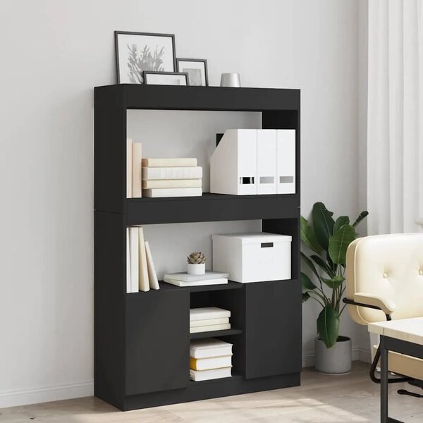Visoka komoda crna 92 x 33 x 140 cm od konstruiranog drva - Crna 1 140 cm 92 cm