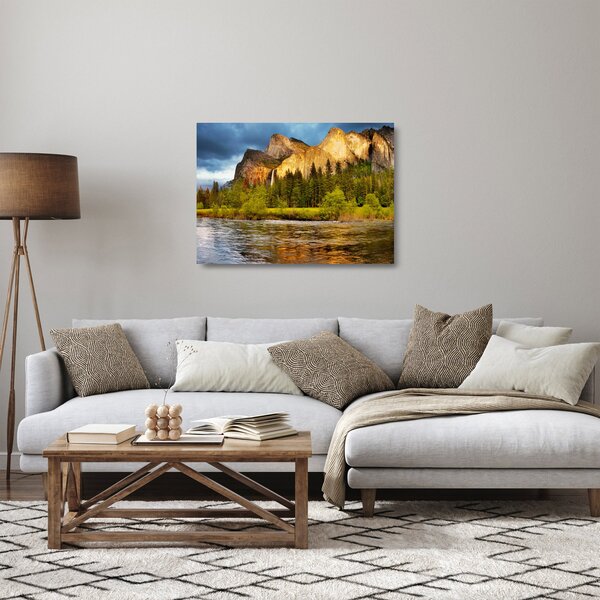 Staklena slika - Stijene uz jezero (70x50 cm)