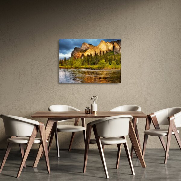 Staklena slika - Stijene uz jezero (70x50 cm)
