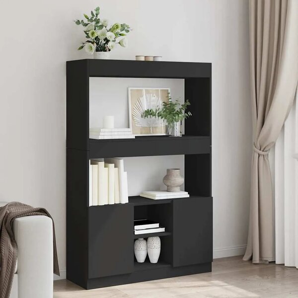 Visoka komoda crna 92 x 33 x 140 cm od konstruiranog drva - Crna 1 140 cm 92 cm