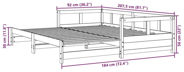 Dnevni krevet na razvlačenje s madracima 90x200 cm od borovine - Bijela 90 x 200 cm Da Bijela