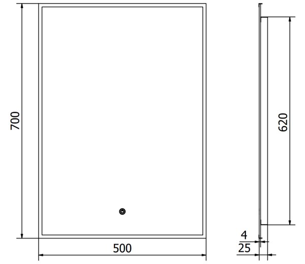 Mexen Erma osvijetljeno kupaonsko ogledalo 50 x 70 cm, LED 6000K, protiv magle, crni okvir - 9814-050-070-611-70
