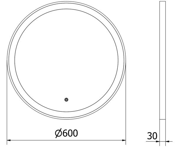 Mexen Esso ogledalo za kupaonicu s pozadinskim osvjetljenjem, okruglo 60 cm, LED 6000K, protiv pare, crni okvir