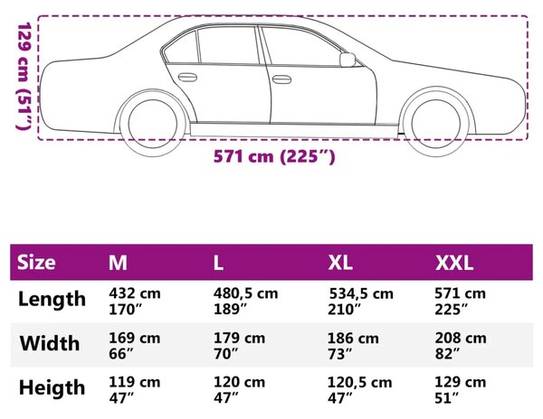 Cerada za auto - Automobilska navlaka za limuzinu s trakama srebrna M PEVA - m 1 Limuzina M