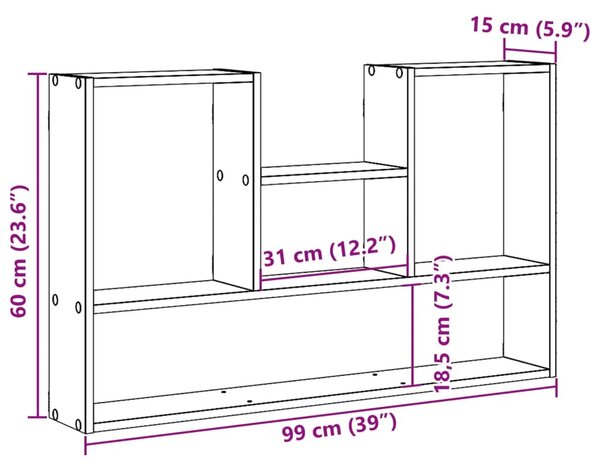 Zidna polica siva boja betona 99x15x60 cm konstruirano drvo - Beton siva 1 1 Beton siva