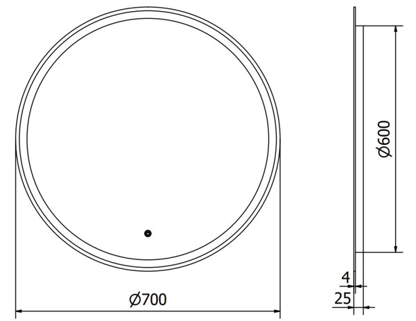 Mexen Gobi okruglo osvijetljeno kupaonsko ogledalo, 70 cm, LED 6000K, protiv magle - 9801-070-070-611-00