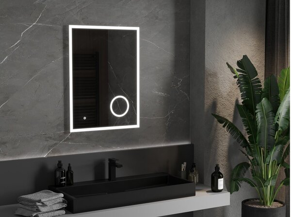 Mexen Kala osvijetljeno kupaonsko ogledalo s kozmetičkim ogledalom 60 x 80 cm, LED 6000K, protiv magljenja