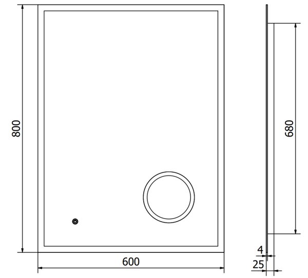 Mexen Kala osvijetljeno kupaonsko ogledalo s kozmetičkim ogledalom 60 x 80 cm, LED 6000K, protiv magljenja