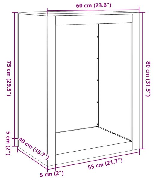 Stalak za drva za ogrjev crni 60 x 40 x 80 cm čelični - Čelik/crna 60 x 40 x 80 cm Čelik/crna 60 x 40 x 80 cm