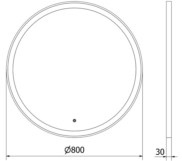 Mexen Esso osvijetljeno okruglo kupaonsko ogledalo, 80 cm, LED 6000K, protiv zamagljivanja, crni okvir - 9825-080-080-611-70