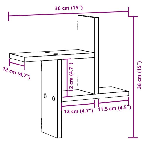 Zidne police 2 kom bijele 38x12x38 cm konstruirano drvo - Bijela 38 x 12 x 38 cm 1 1