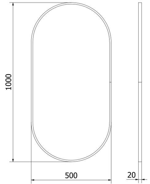 Mexen Loft ovalno kupatilsko ogledalo 100 x 50 cm, zlatni okvir - 9851-100-050-000-50