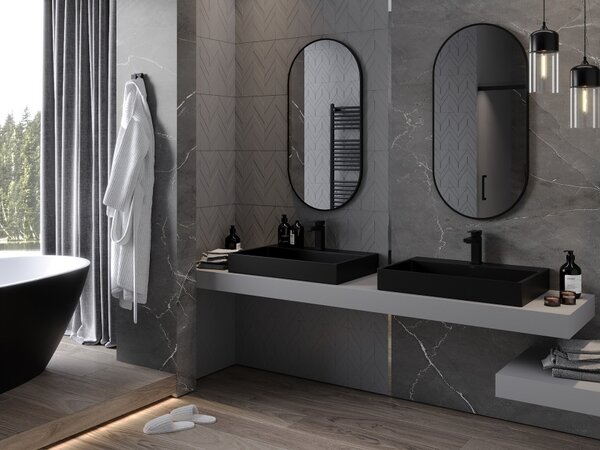 Mexen Loft ovalno kupaonsko ogledalo 100 x 50 cm, crni okvir - 9851-100-050-000-70