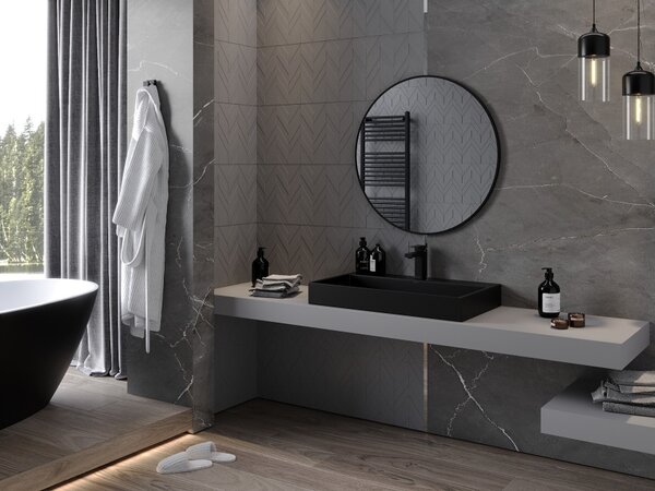 Mexen Loft okruglo ogledalo za kupaonicu 80 cm, crni okvir - 9850-080-080-000-70