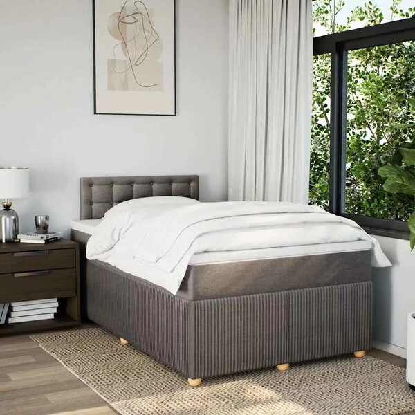 Boxspring - Krevet s oprugama i madracem smeđesivi 120 x 200 cm od tkanine - Sivo-smeđa 120 x 200 cm gumbi Sivo-smeđa