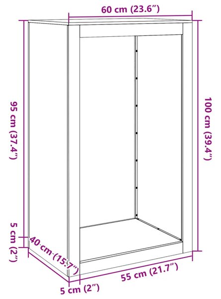 Stalak za drva za ogrjev crni 60x40x100 cm čelični - Čelik/crna 60 x 40 x 100 cm Čelik/crna 60 x 40 x 100 cm