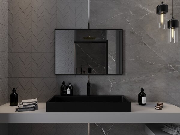 Mexen Loft pravokutno kupaonsko ogledalo 90 x 60 cm, crni okvir - 9852-090-060-000-70