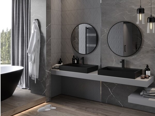 Mexen Loft okruglo ogledalo za kupaonicu 70 cm, crni okvir - 9850-070-070-000-70