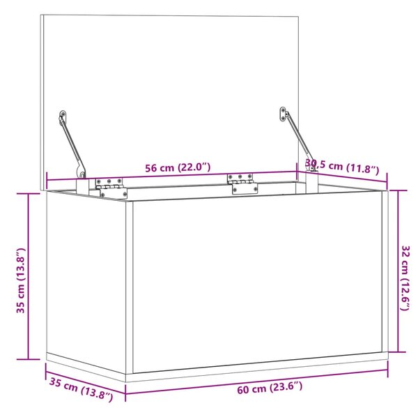 Kutija za pohranu boja betona 60 x 35 x 35 cm konstruirano drvo - Beton siva 60 x 35 x 35 cm 1 Beton siva