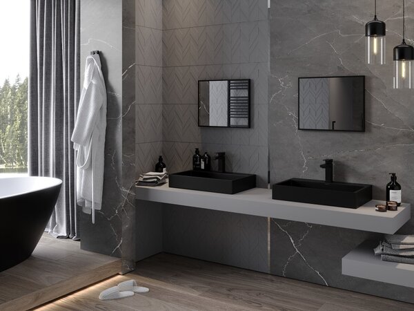 Mexen Loft pravokutno ogledalo za kupaonicu 50 x 40 cm, crni okvir - 9852-050-040-000-70