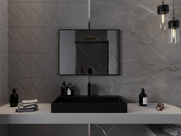 Mexen Loft pravokutno kupaonsko ogledalo 80 x 60 cm, crni okvir - 9852-080-060-000-70