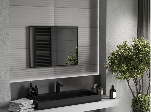 Mexen Loft pravokutno kupaonsko ogledalo 80 x 60 cm, crni okvir - 9852-080-060-000-70